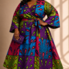 Royal Patchwork Wrap Dress (With Matching Bag)