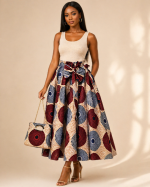 Ankara Circle Midi Skirt Set (With Matching Bag)