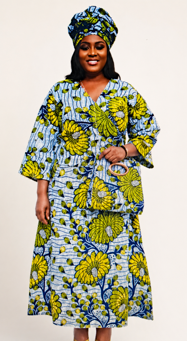 Sunflower Heritage Set (Dress + Matching Bag + Headwrap)