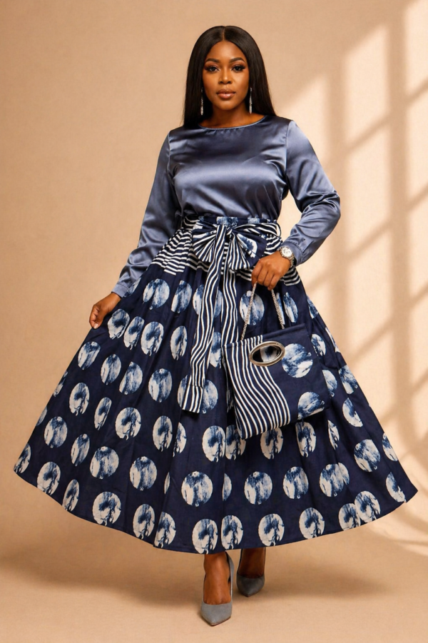 Indigo Luxe Skirt Set (With Matching Bag)