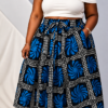 Midnight Blue Print Midi Skirt