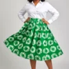 Emerald Circle Print Midi Skirt